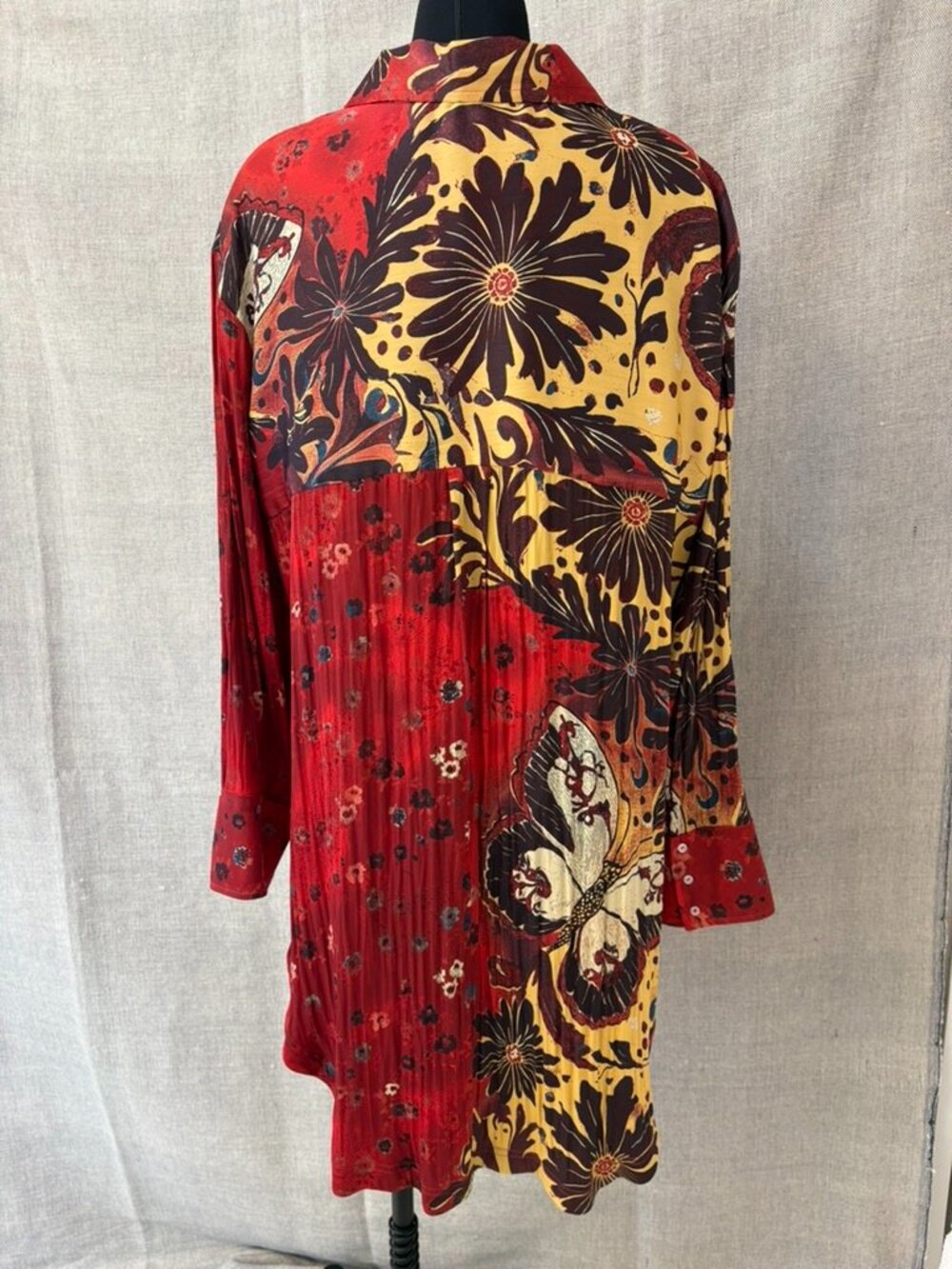 Free People Off The Vine Button Down, Ruby Butterfly Combo L - Picture 7 of 11